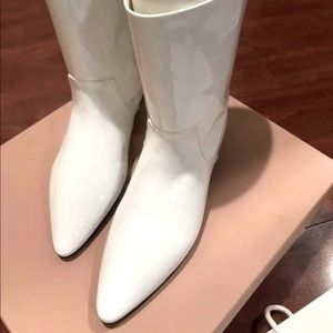 Miu Miu White Patent Leather Booties